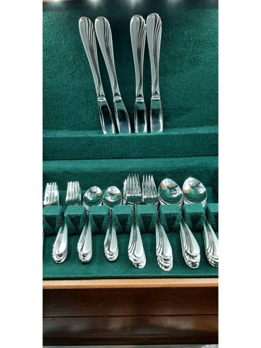 Vtg Hampton Silversmiths Isabelle Frosted Glossy Flatware Set Of 60 Pieces Box